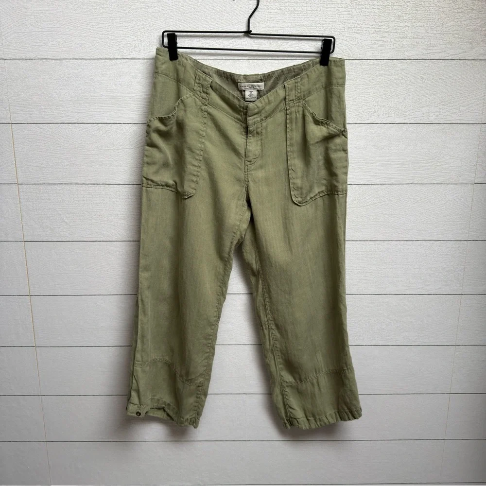 Banana Republic | Olive Green Wide Leg Linen Pants | Size 10